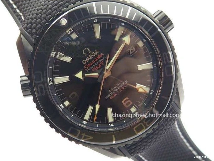 0705 ComfortFit Planet Ocean 45mm GMT DLC JHF Best Edition Black Dial On Rubber Strap A 8194